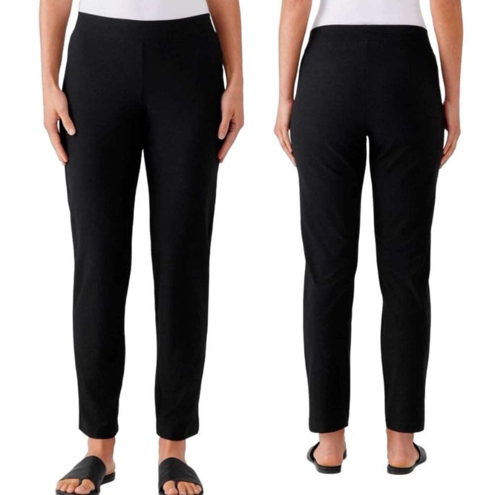 Eileen Fisher Black Tapered Leg Ankle Pull on Pants Size Medium